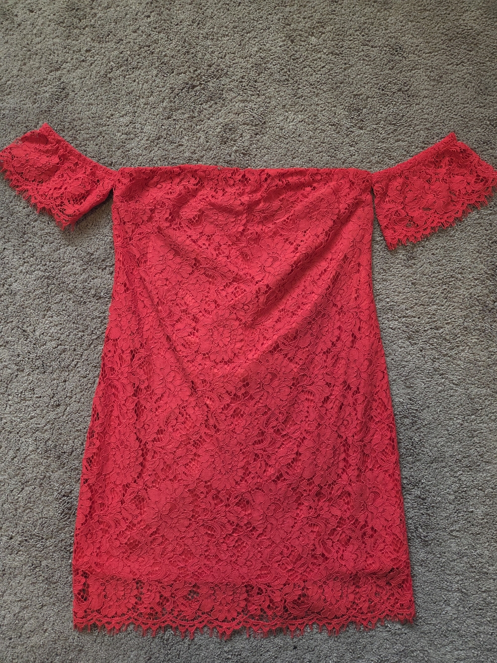 2 For $15 Dynamite Red Lace Off-The-Shoulder Mini Dress Medium Festival Party